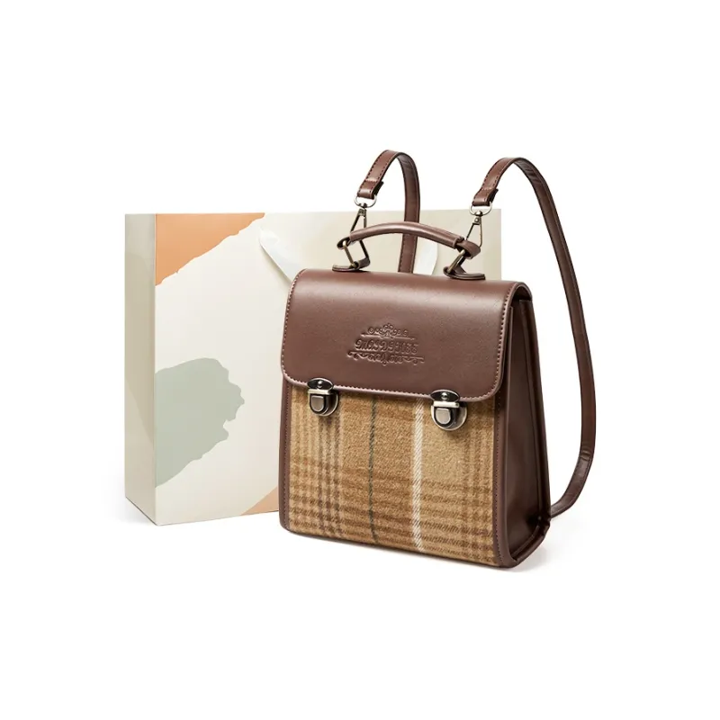 15 MINS Fabric Backpack Regular Women's Khaki/Brown-0