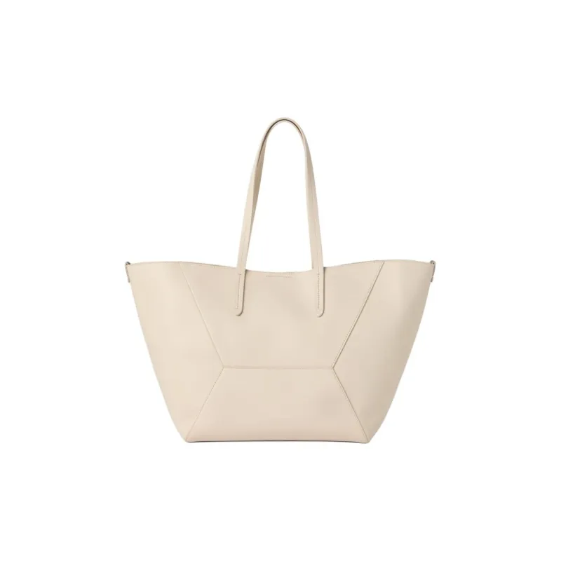 Brunello Cucinelli Calfskin Tote Bag Shopping Bag Shoulder Bags Women's Ivory-1