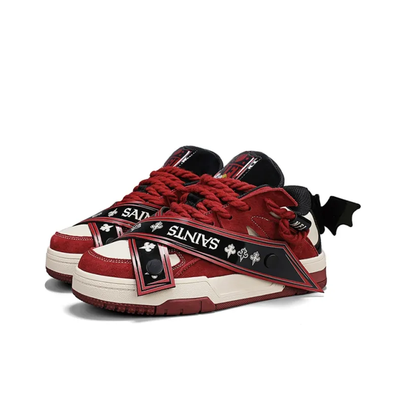 NFL TR Skate New Orleans Saints Coverage Anti Slip And Wear Resistant Low Top Skateboard Shoes Unisex Black Red-2