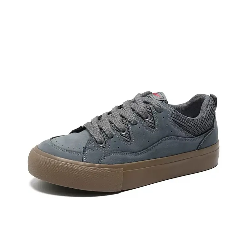 CISSTEG Slip Resistant Shock Absorbers Low Top Skateboard Shoes Men's Denim Blue-12