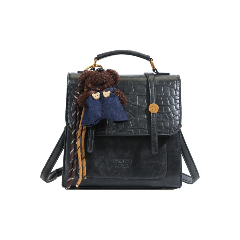 ROUNDOT PU Backpack Women's Black/Red Coffee Brown/Beige-1