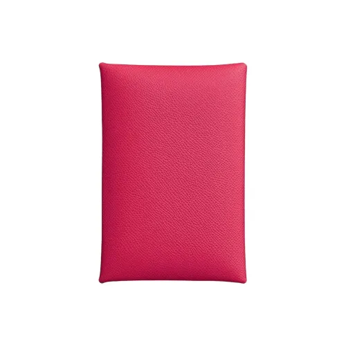 HERMES Calvi Madame Calfskin Card Holder Women's I6 Rose Extreme Ultimate Pink