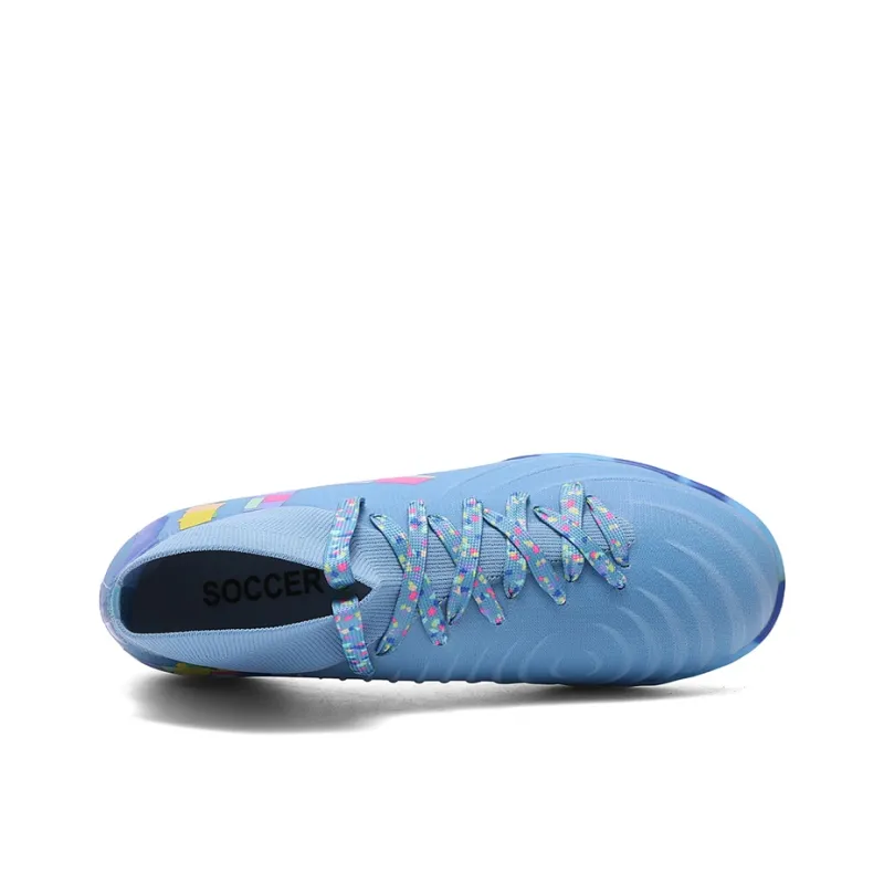 Kuding Soccer Shoes Unisex High Top White/Yellow/Blue-18