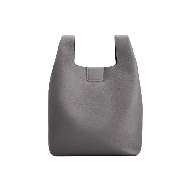 TOD'S T Timeless Calfskin Handbag Shoulder Bag Medium Size Men's Gray-3