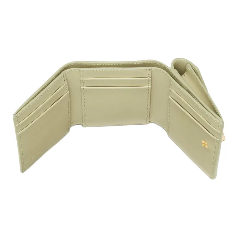 FENDI FF Diamonds Series Calfskin Wallet Medium Size Women's Green-3