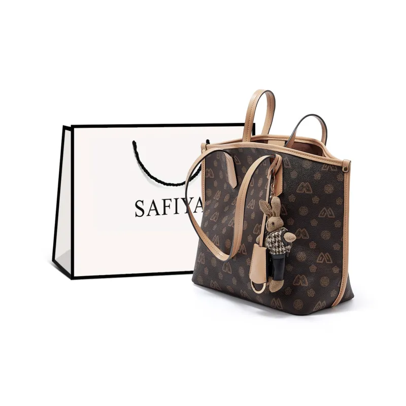 Safiya PVC Patch PU Tote Bag Shopping Bag Shoulder Bags Women's Coffee-0
