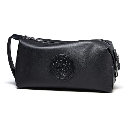 KAISER Top Grain Cow Leather Clutch Regular Men's Black