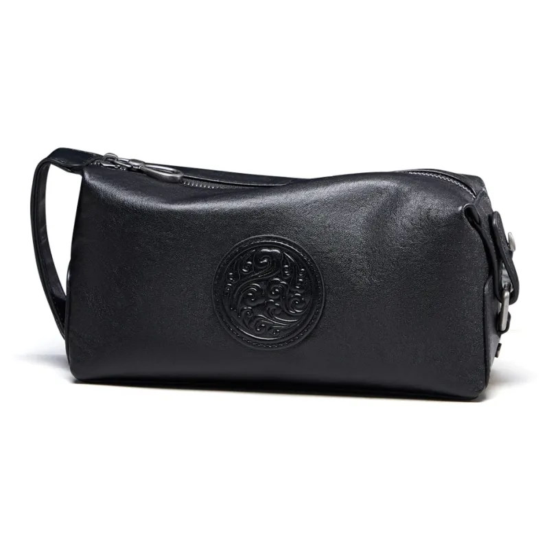 KAISER Top Grain Cow Leather Clutch Men's Black-0