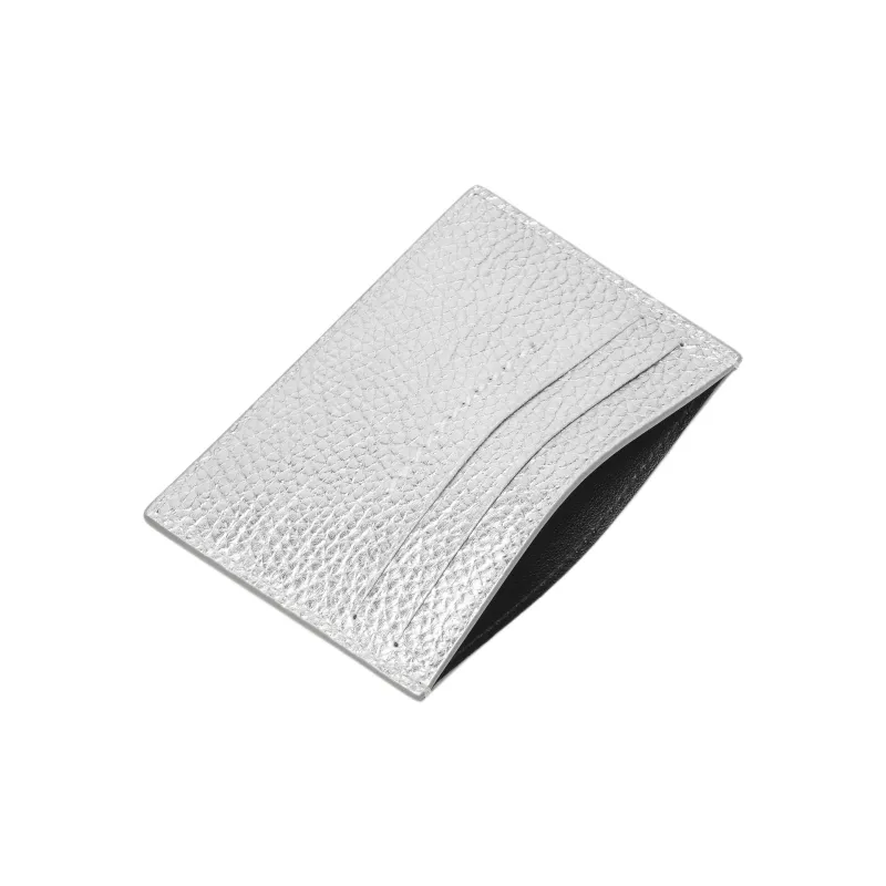 Maison Margiela Grain Leather Card Holder Card Holder Women's Silver-3