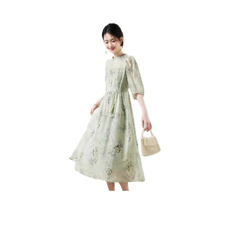 XINFEIYU Short Sleeved Dresses Women's Green-0