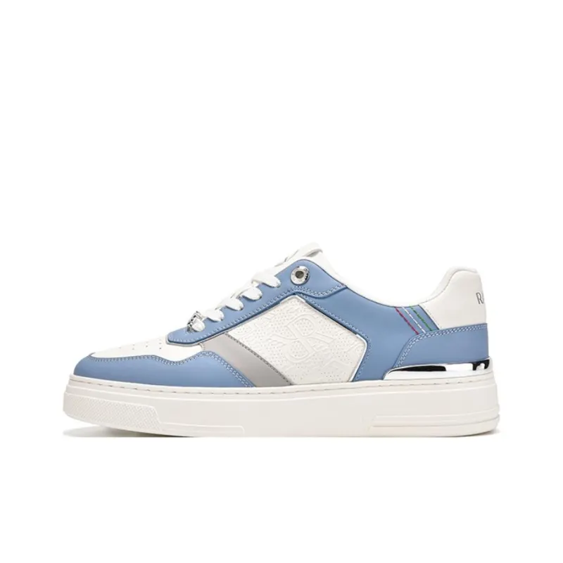 RARE Low Top Skateboard Shoes Men's White Blue-0