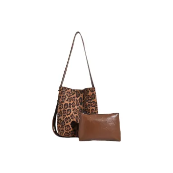 NOMK Suede Crossbody Bag Regular Women's Large Leopard Print/Small Leopard Print/Black/Brown