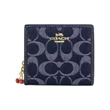 COACH Coated Canvas Snap Closure Wallet Mini Women's Blue