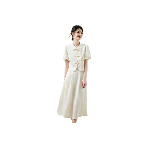 XINFEIYU Skirt Set Women's Apricot