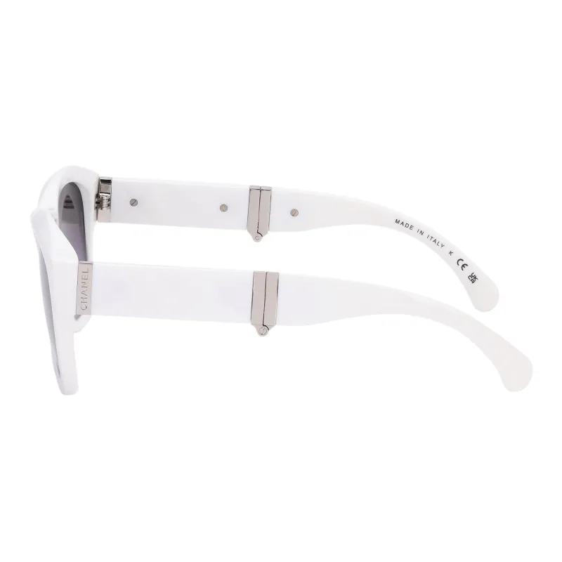 CHANEL Injection Molded Irregular Shape Sunglasses Women's White-2