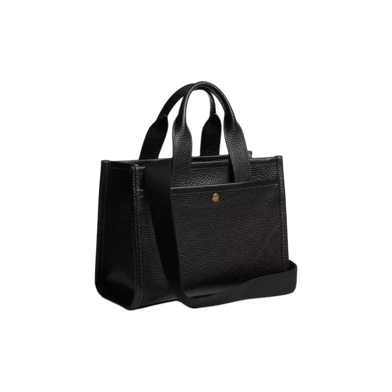 COACH Cargo Litchi Grain Leather Tote Bag, Shopping Bag, Shoulder Bag, Handbag Tubas Women's Brass & Black-1