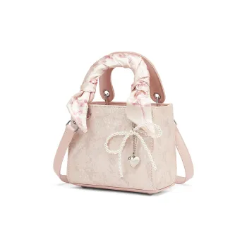 CORALDAISY Fabric Synthetic Leather Crossbody One Shoulder Handbags Women's Light Pink/Glacier Gray