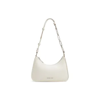 CHARLES&KEITH PU Shoulder Bag Small Size Women's Cream Milk White/Noir Black/Light Pink Light Pink