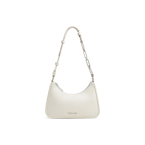CHARLES&KEITH PU Shoulder Bag Small Size Women's Cream Milk White/Noir Black/Light Pink Light Pink