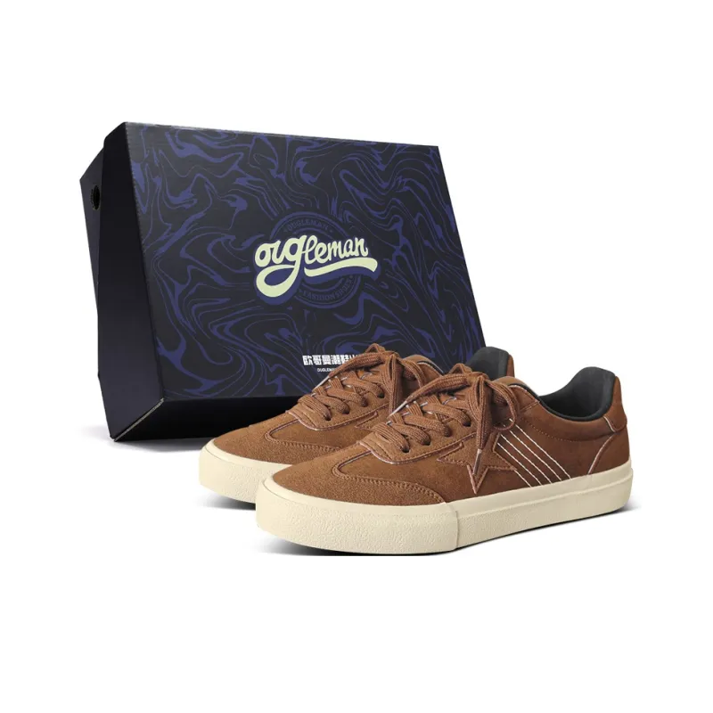 OUGLEMEN Slip Resistant Cushioning Impact Resistance Abrasion Resistant Low Top Skateboard Shoes Men's Box-10