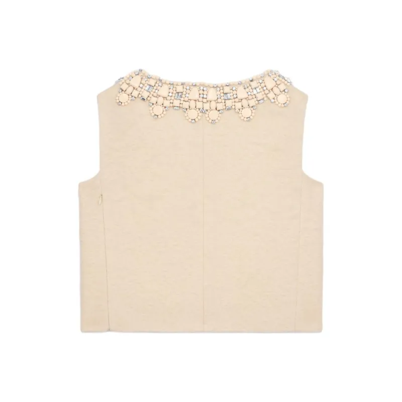 CELINE Embroidered Top In Bouclette Natté-1