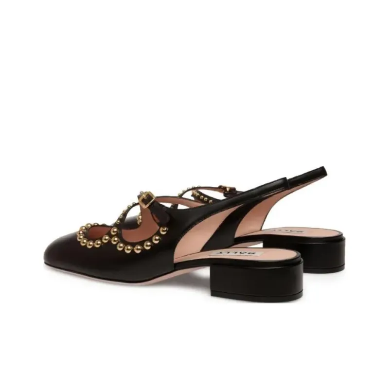 BALLY Ballyrina Chunky Heel High Heels 3cm Women's Umber-4
