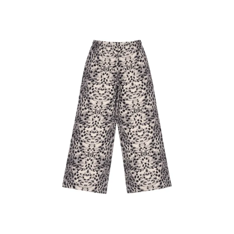 SMFK Casual Pants Unisex White Leopard Print-1