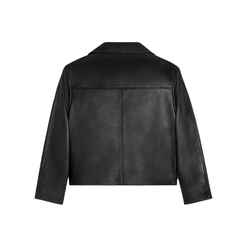CELINE Leather Jacket Women's Black-1