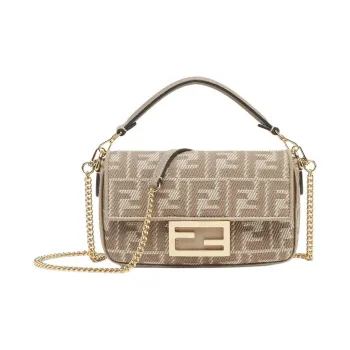 FENDI Baguette Cotton Shoulder Bag, Crossbody Bag, Handbag Mini Women's Gray