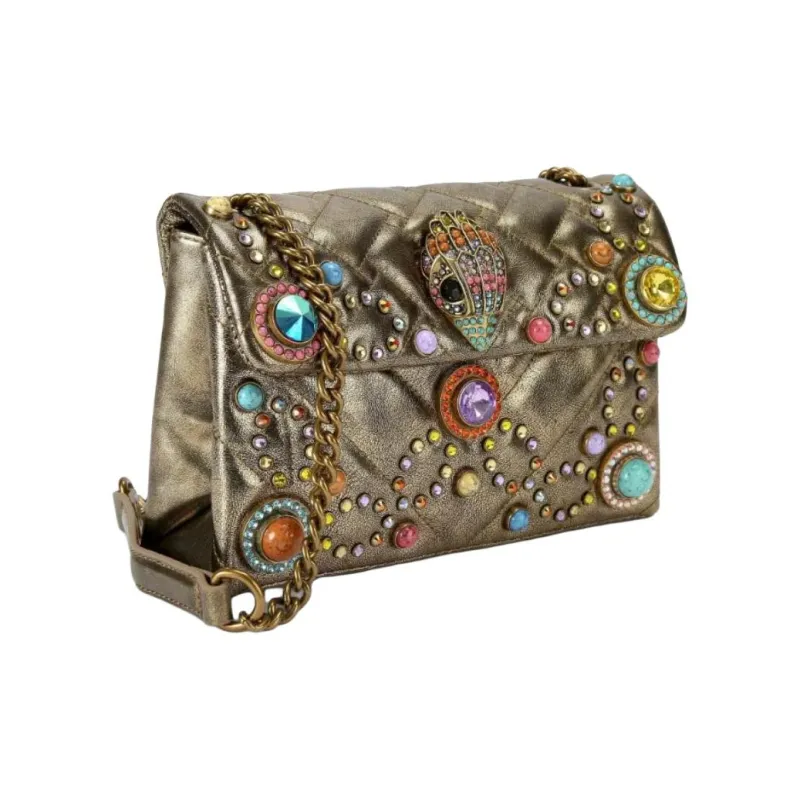 Kurt Geiger London Kensington Leather Shoulder Bag Medium Size Women's Gold-1