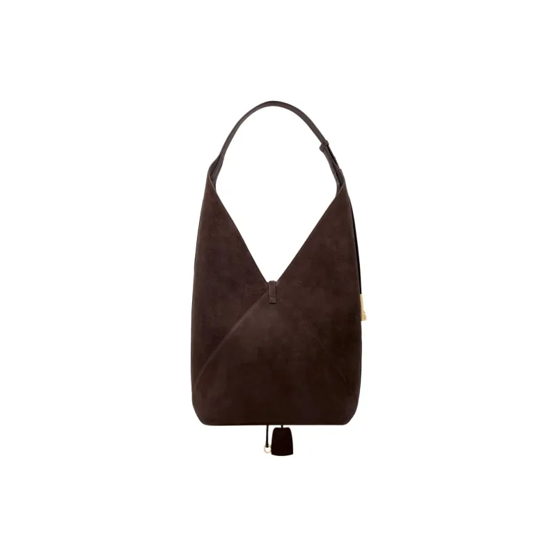 FERRAGAMO Suede Calfskin Hobo Bag Shoulder Bag Women's Dark Brown-2