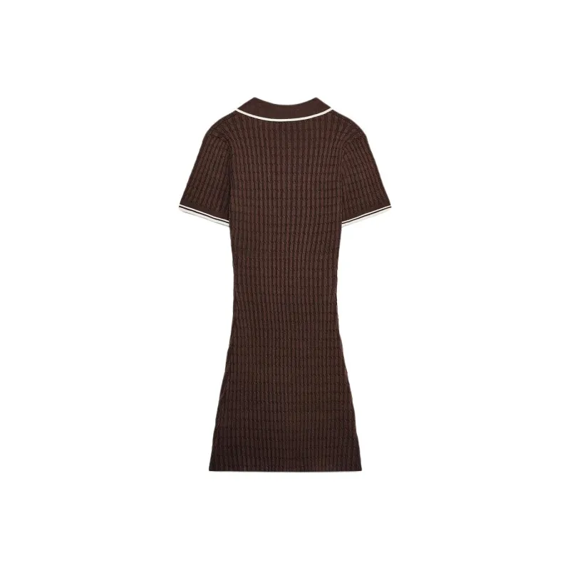 ZARA Short Sleeved Dress Women's Brown-1