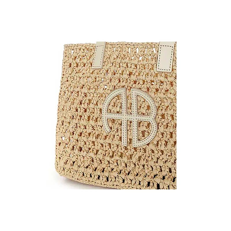 Anine Bing Cow Leather Patchwork With Cellulose Tote Bag Shopping Bag Shoulder Bag Handbag Small Size Women's Cream-4