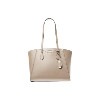 MICHAEL KORS TARYN Leather Tote Bag Shopping Bag Handbag Shoulder Bag Large Size Women's Khaki