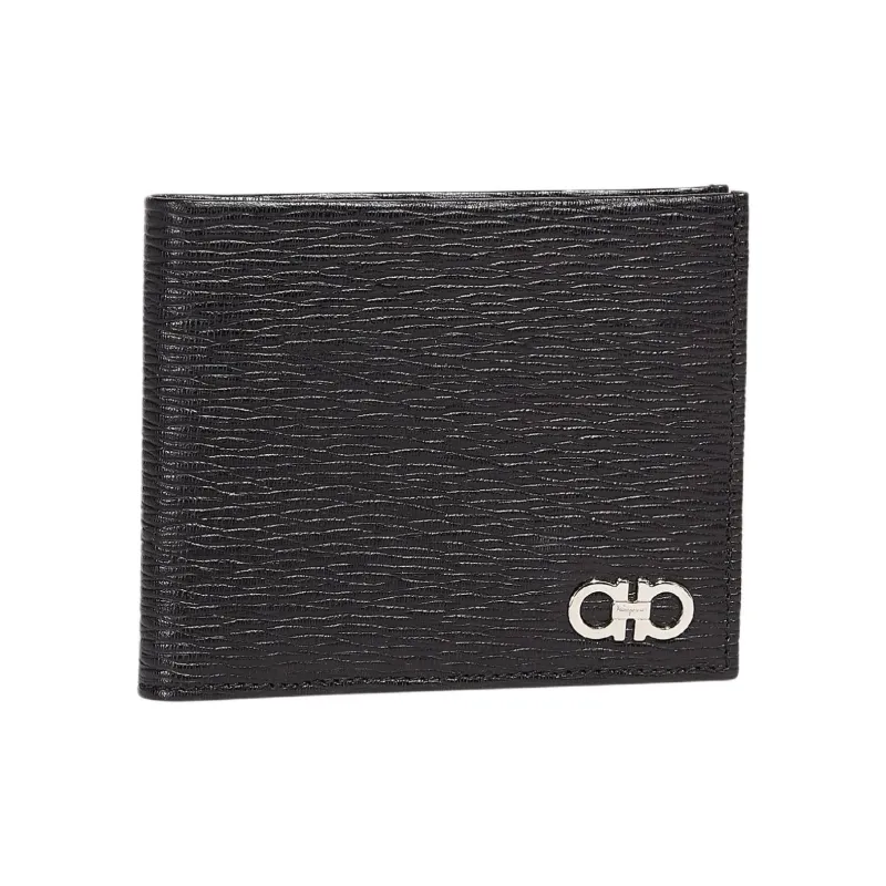 FERRAGAMO GANCINI Calfskin Wallet Men's Black-0