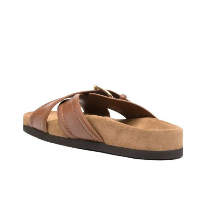Valentino Rubber Sole Slip Resistant Slide Slippers Women's Brown-3