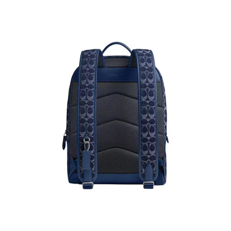 COACH Charter Denim With Calfskin Backpack Large Size Men's Dark Blue-2