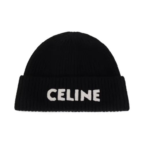 CELINE Embroidered Knit Wool Beanie