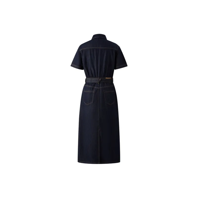 E.land Short Sleeved Dress Women's Dark Denim 57D/Indigo-1