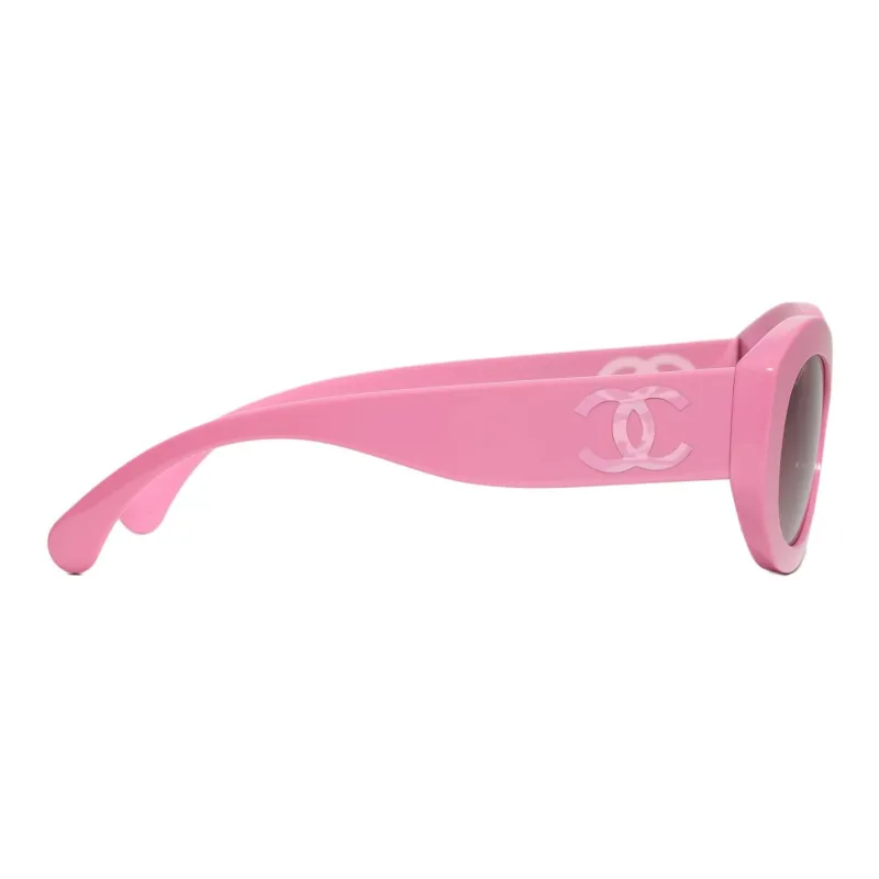 CHANEL Acetate Nylon Oval Sunglasses Women's Pink-7