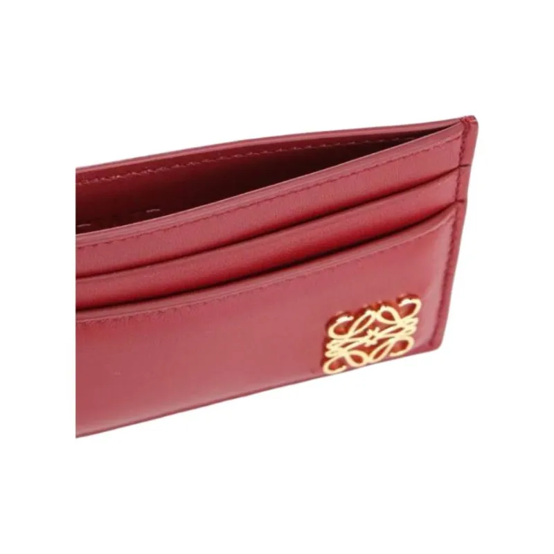 LOEWE Nappa Sheep Leather Card Holder Women's Red-3