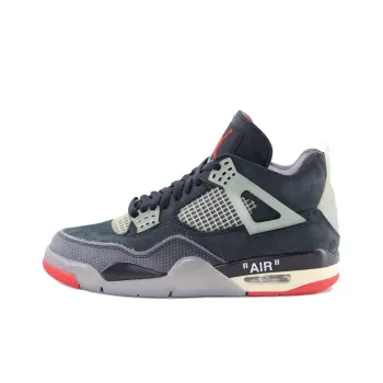 OFF WHITE x Jordan Air Jordan 4 Anti Slip Wear Resistant Mid Top Basketball Shoes Unisex Black Red