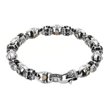 ROCK&RIDE 925 Sterling Silver With Inlaid Gold Zircon Bracelets Unisex