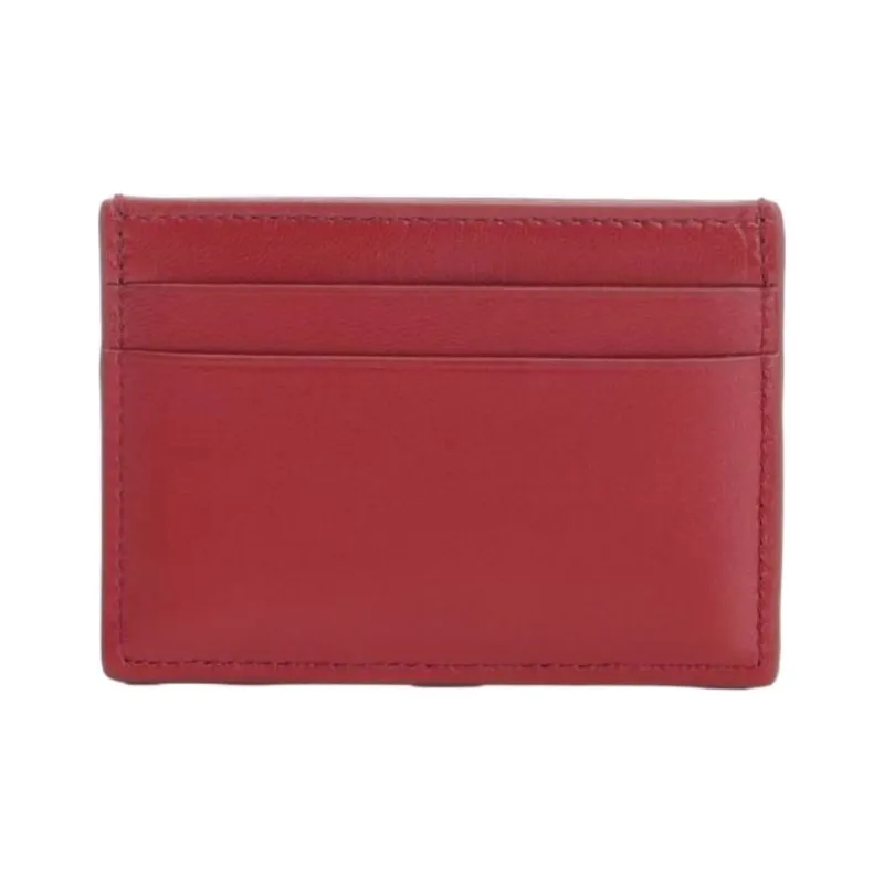 LOEWE Nappa Sheep Leather Card Holder Women's Red-2