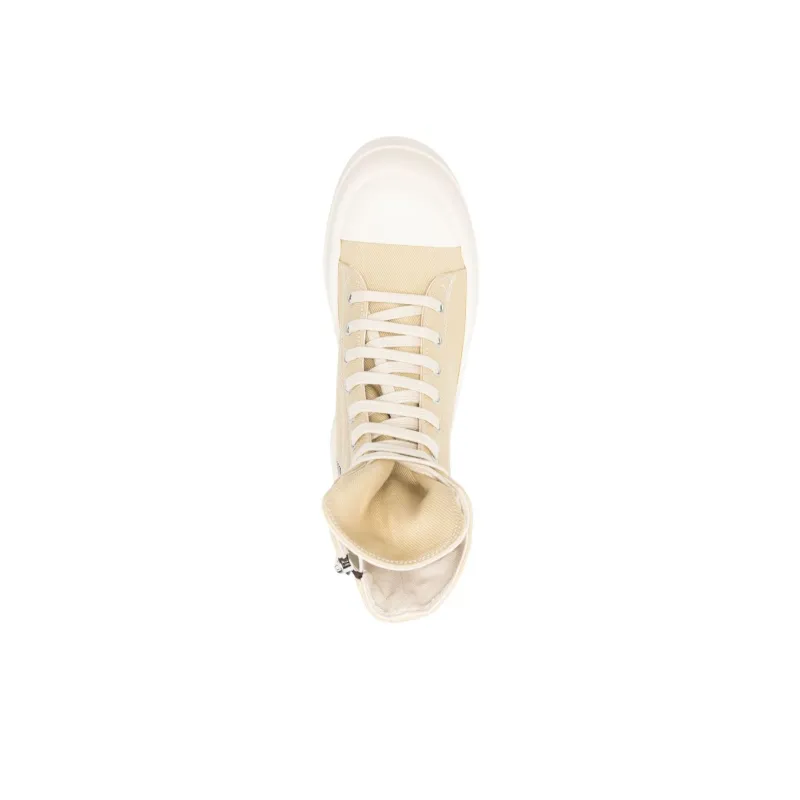 Rick Owens DRKSHDW Hollywood High Top Canvas Shoes Women's Beige-4
