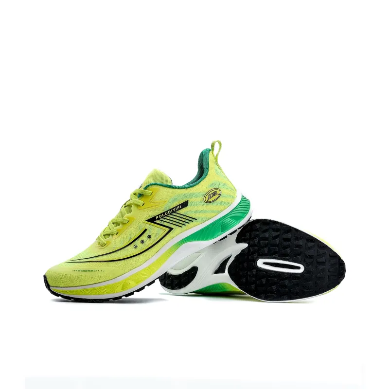 POLUDIYIPI Breathable Lightweight Rebound Low-Top Sprint Running Shoes Unisex Yellow Green Black-3