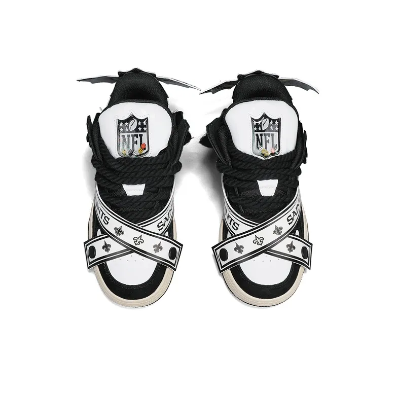 NFL Low Top Skateboard Shoes Unisex Black White-3