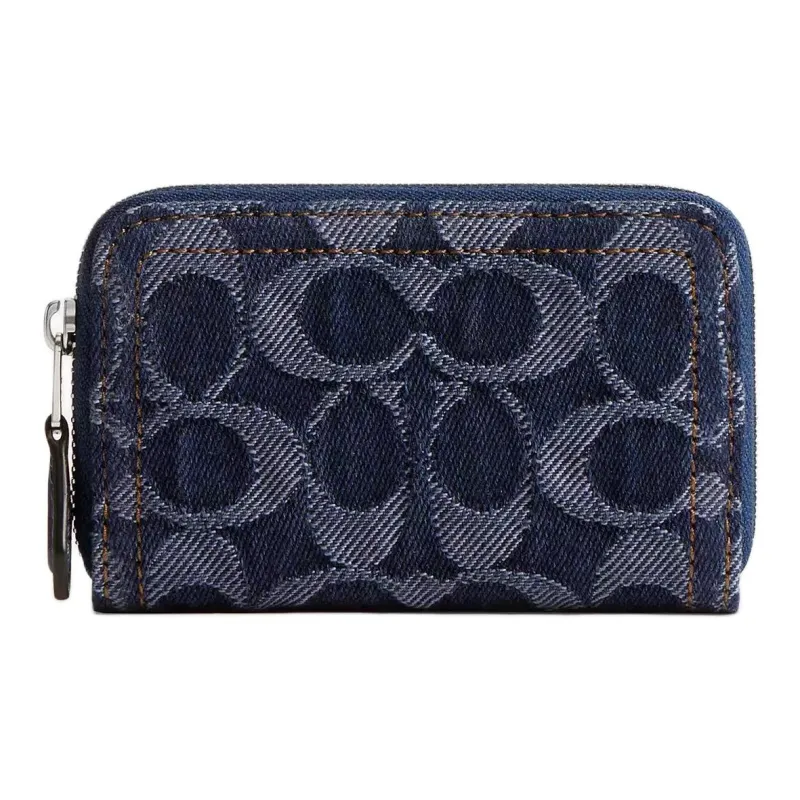 COACH Essential Classic Denim Card Holder Small Size Women's Blue-0