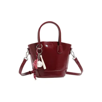 TTaG．baG Microfiber Synthetic Leather Handbag Women's Burgundy