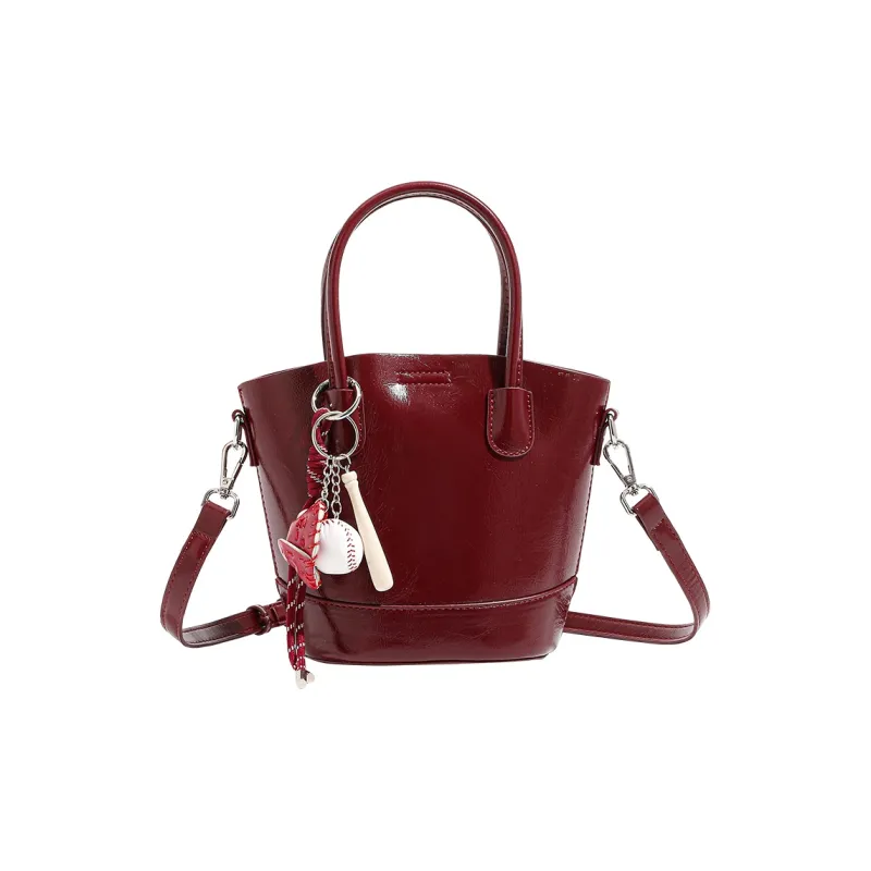 TTaG．baG Microfiber Synthetic Leather Handbag Women's Burgundy-0